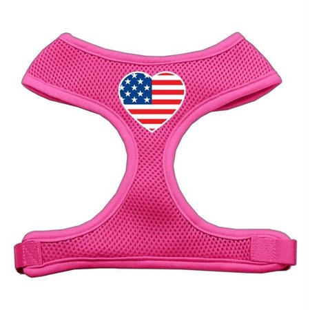 UNCONDITIONAL LOVE Heart Flag USA Screen Print Soft Mesh Harness Pink Large UN862867